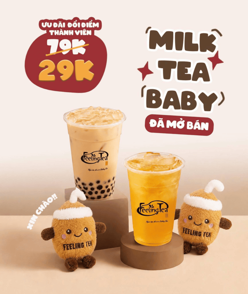Móc khóa milk tea baby Fee;ing Tea